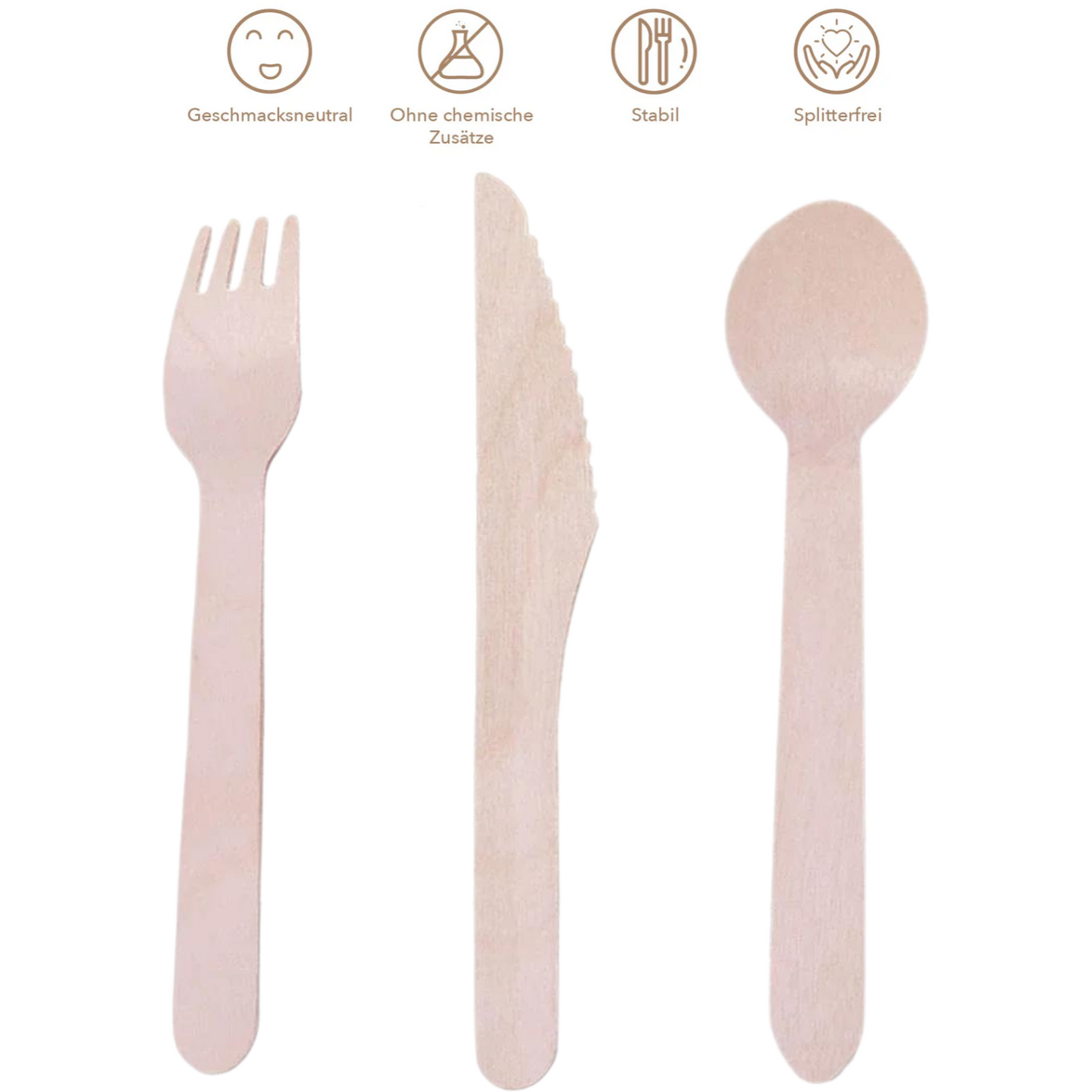 Disposable Wooden Cutlery Set (50 units) - Biodegradable and Eco-Friendly