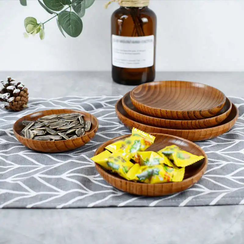 Round Jujube Wood Plates - Natural Elegance and Durability