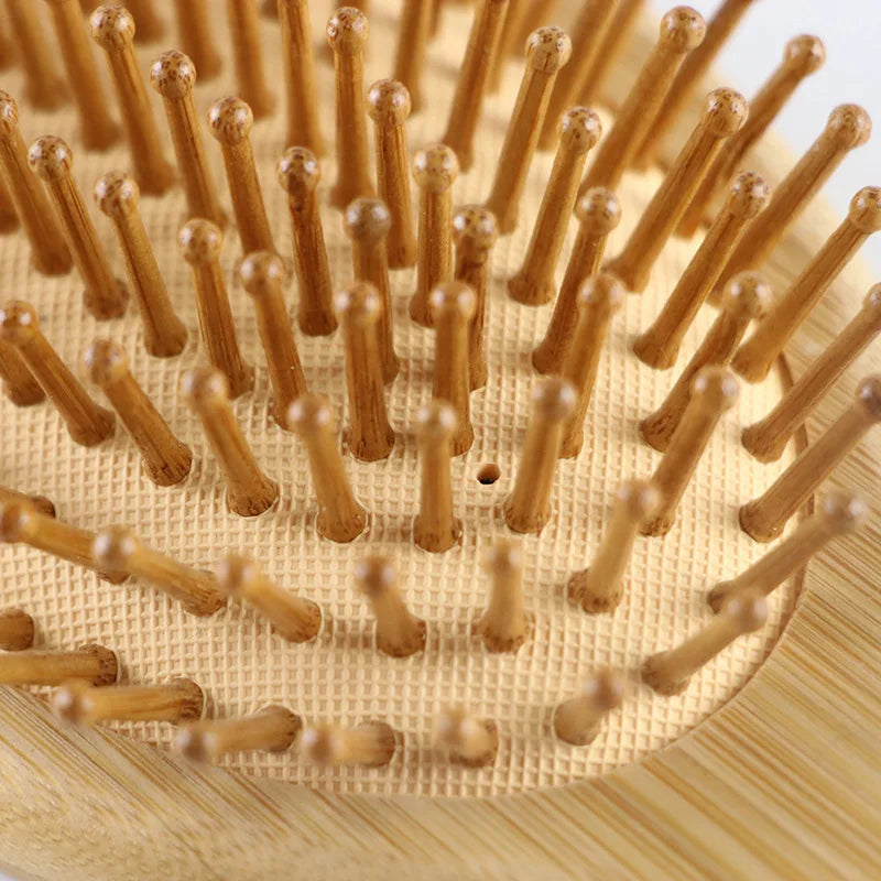 High-Quality Bamboo Hair Brush & Comb Set - Anti-Static Detangling & Scalp Massage Tool for Women