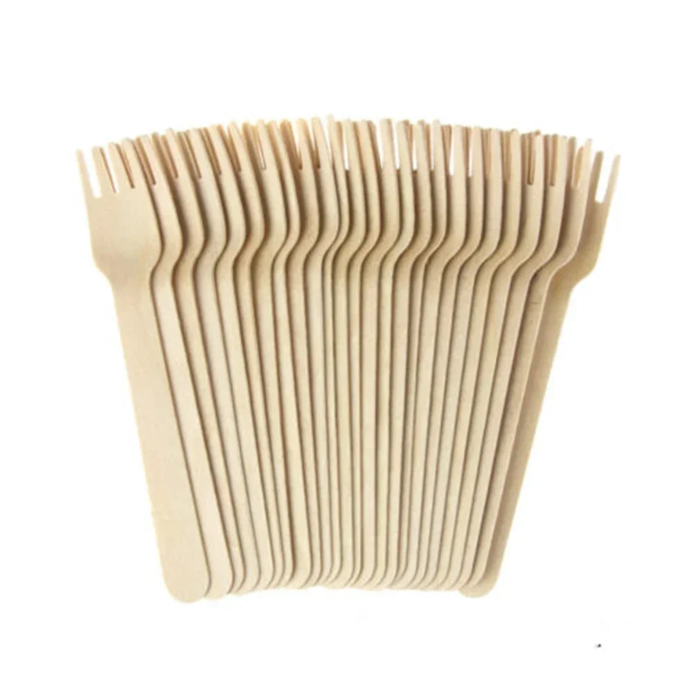 Disposable Wooden Cutlery Set (50 units) - Biodegradable and Eco-Friendly