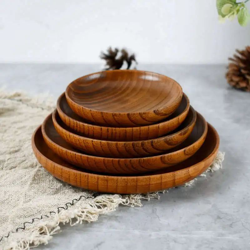 Round Jujube Wood Plates - Natural Elegance and Durability