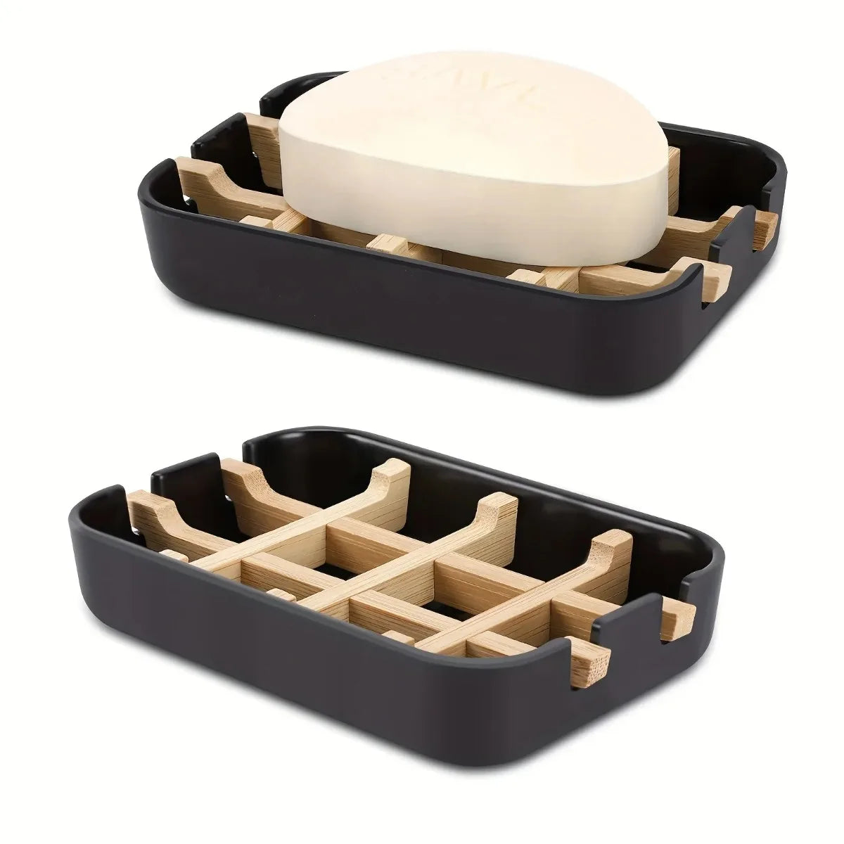 Eco-friendly Bamboo Soap Dish with Handcrafted Wooden Holder – Perfect for Bathroom and Kitchen